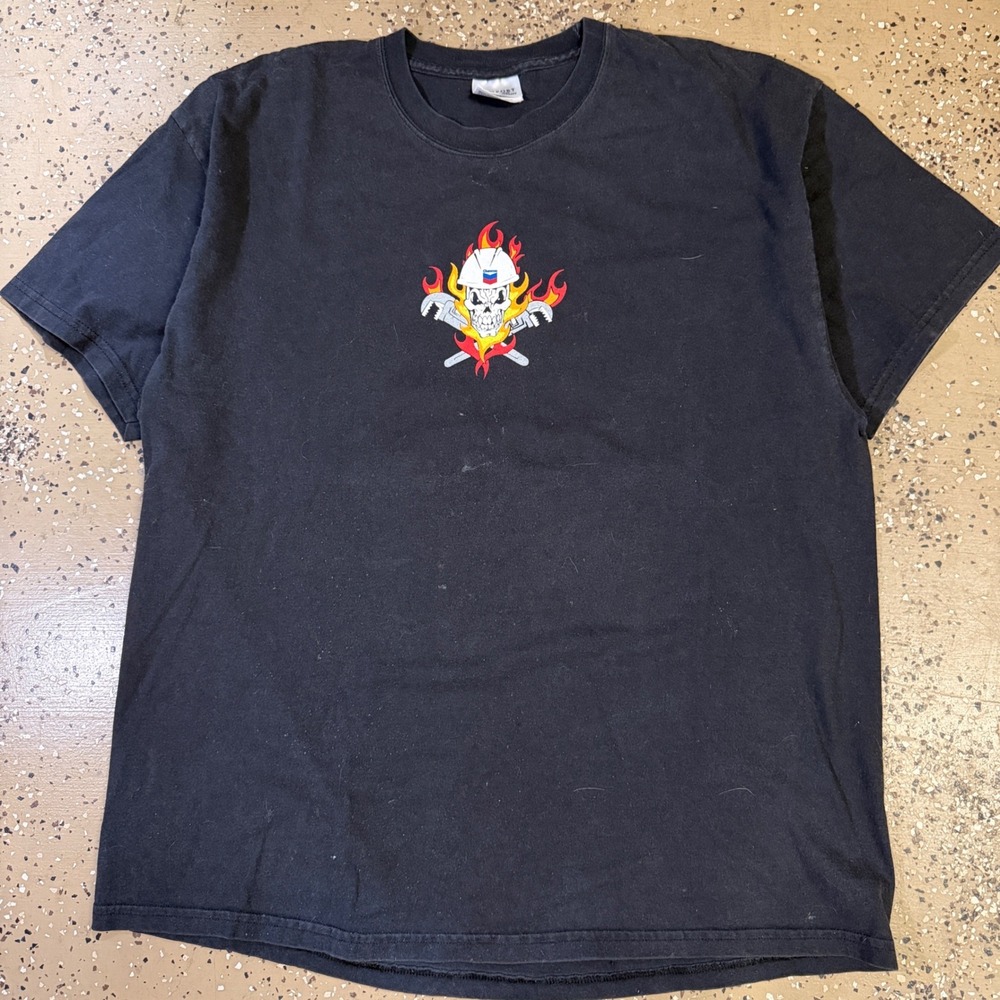 Center hit T-Shirt Mens XL Black Good Chevron 2008 Shutdown Skull Graphic